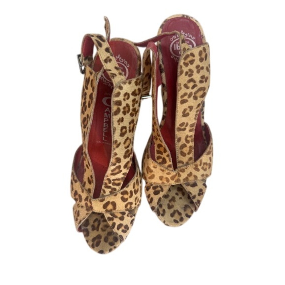 Jeffrey Campbell Ibiza Leopard Print Pony Hair Platform Wedge Heels size 9 - Picture 2 of 5